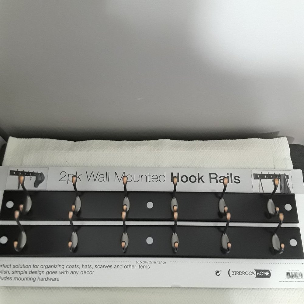 Wall Mounted Hook Rails - 2 pack